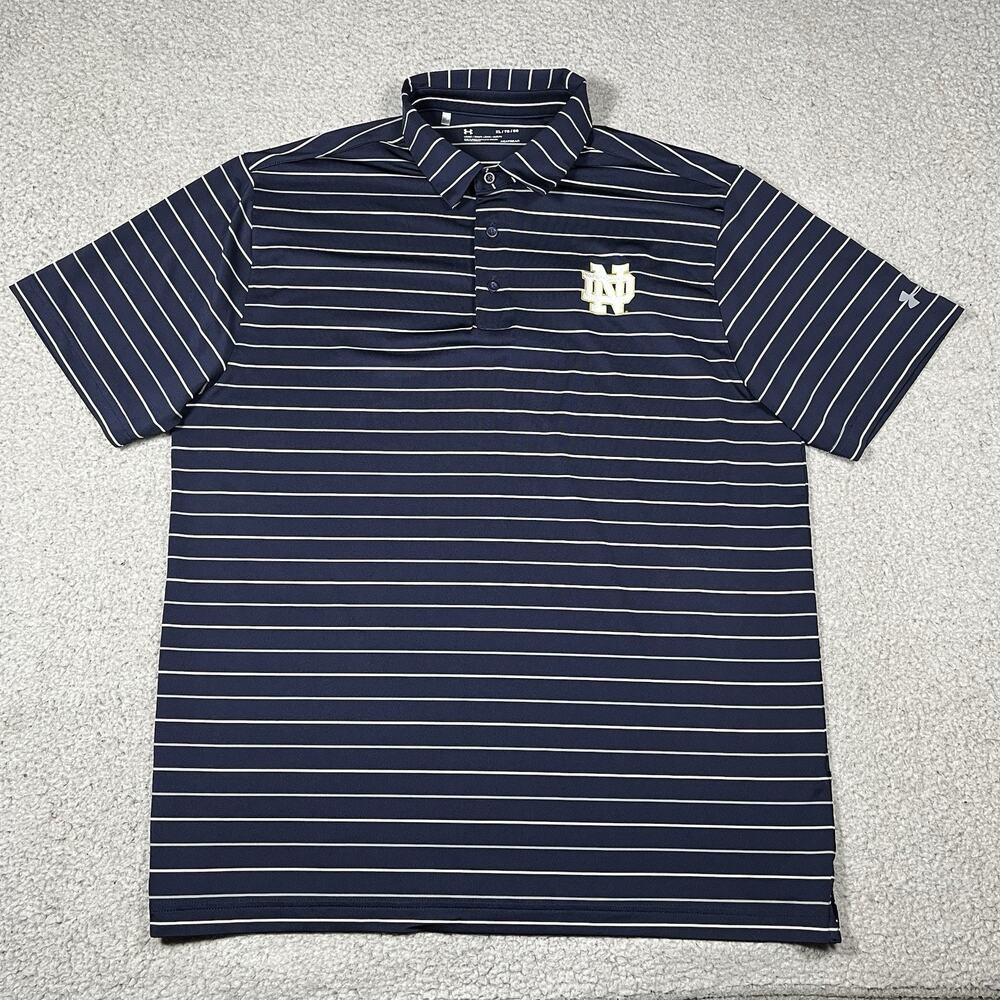 Notre Dame Shirt Men XL Under Armour Polo Team Issued Embroidered Irish Golf